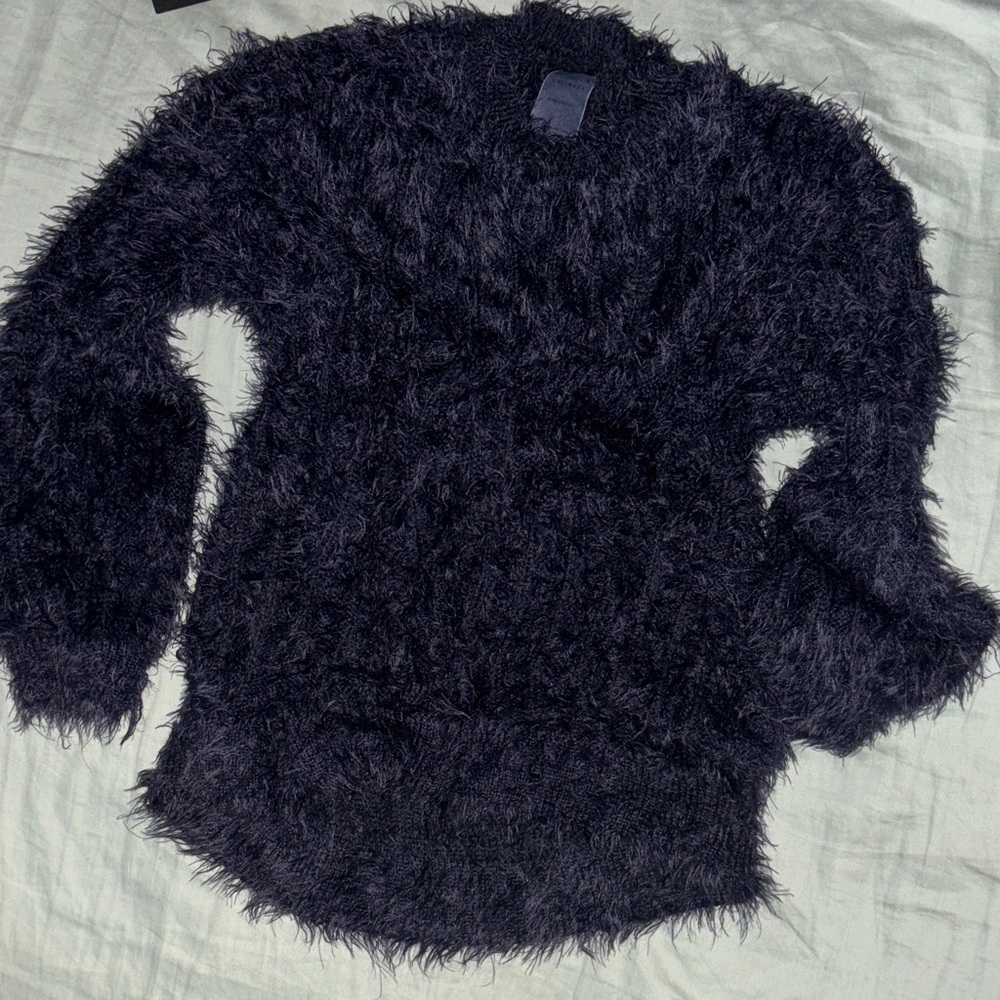Zara girls Fluffy Navy Sweater